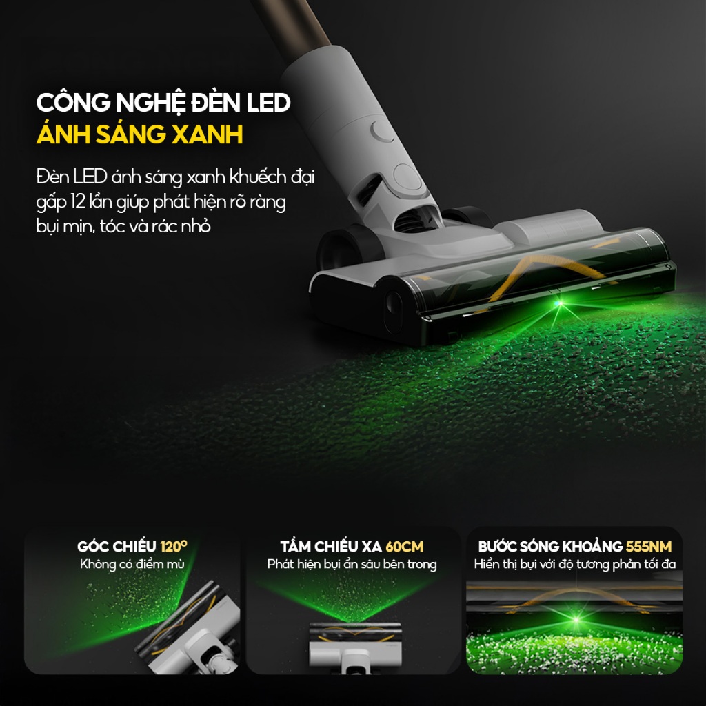 Máy hút bụi không dây Deerma T20 FLIP với lực hút mạnh 21.000pa kèm đèn LED ánh sáng xanh thông minh - Bảo hành 12 tháng - Ảnh 2