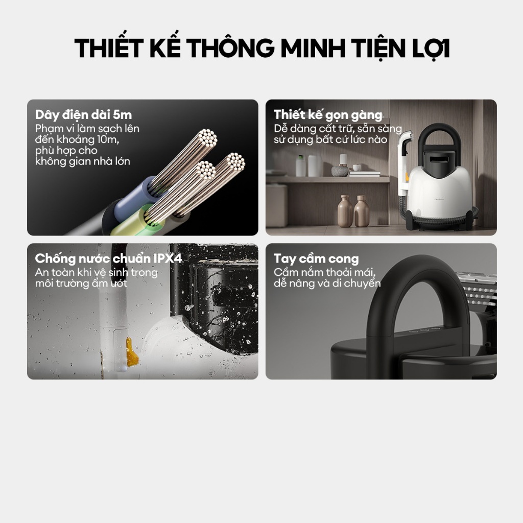 Máy giặt cầm tay Deerma BY100S làm sạch thảm, sofa vải, rèm với lực hút 13.000 Pa - Bảo hành 12 tháng - Ảnh 8
