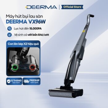 Máy hút bụi lau sàn Deerma VX96W với tay cầm hỗ trợ lực đẩy, màn hình hiển thị giọng nói đa năng – Bảo hành 12 tháng