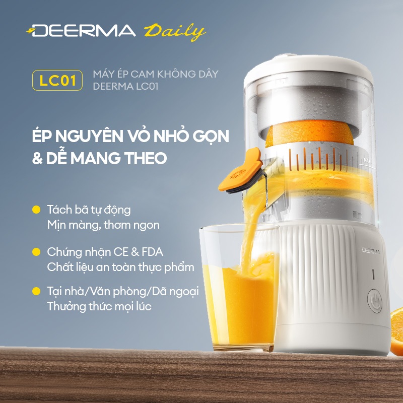 Máy ép cam không dây Deerma LC01 sạc USB, nhỏ gọn dễ dàng mang theo - Bảo hành 12 tháng - Ảnh 2