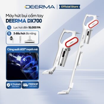 Máy hút bụi cầm tay Deerma DX700 lực hút 15000Pa kèm 3 đầu hút đa năng – Bảo hành 12 tháng